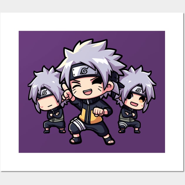 Kakashi Trio Chibi Design - Happy and Weird Anime Humor Wall Art by diegotorres